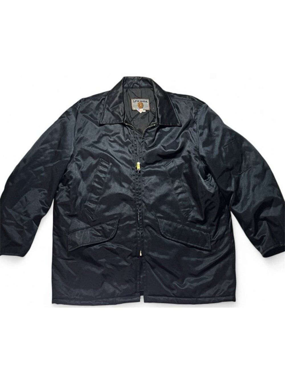 Vintage Spiewak Navy Blue Satin Quilted Work Jacket Mens 48 Made in USA